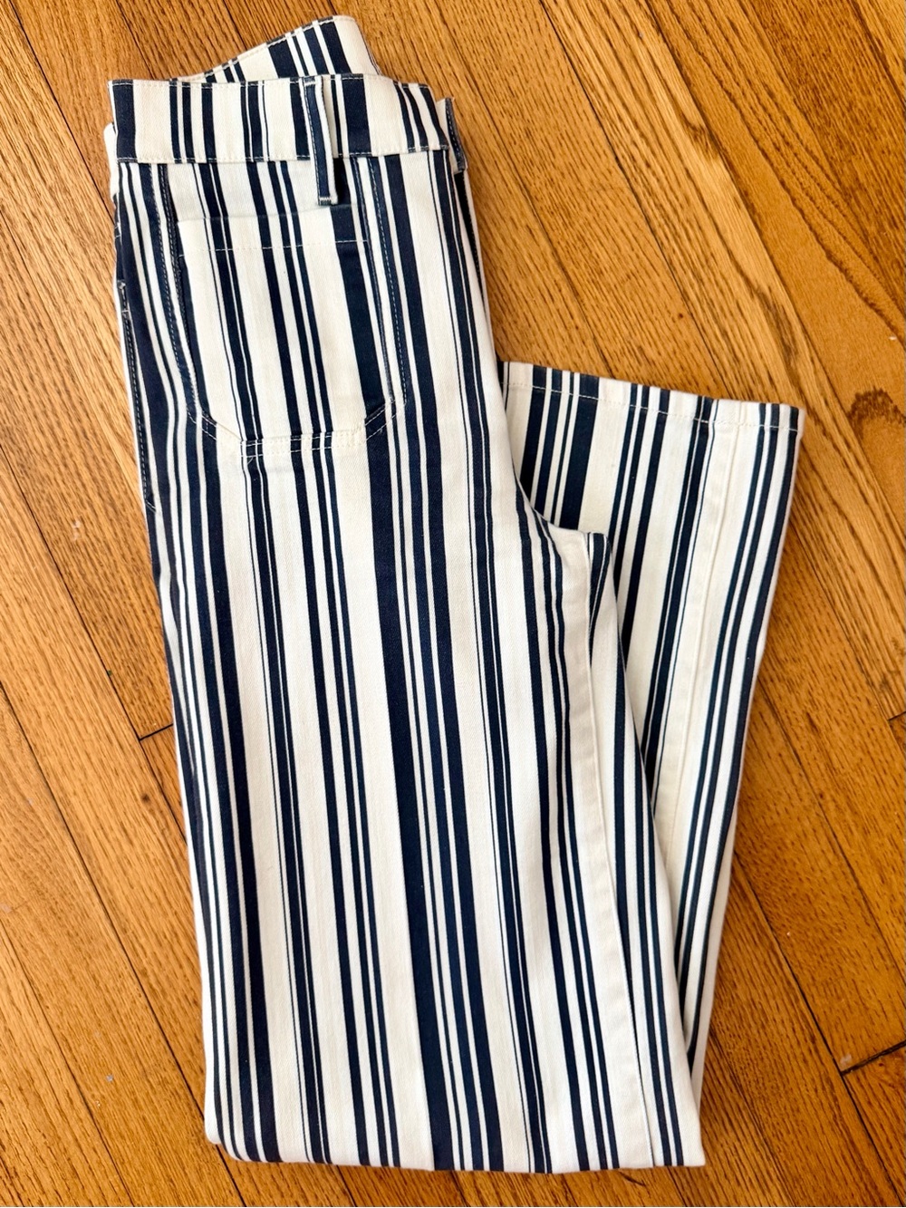 NWOT FRAME Le Slim Palazzo Navy Stripe High Rise Wide Leg Jeans | Size 27 - Picture 8 of 12